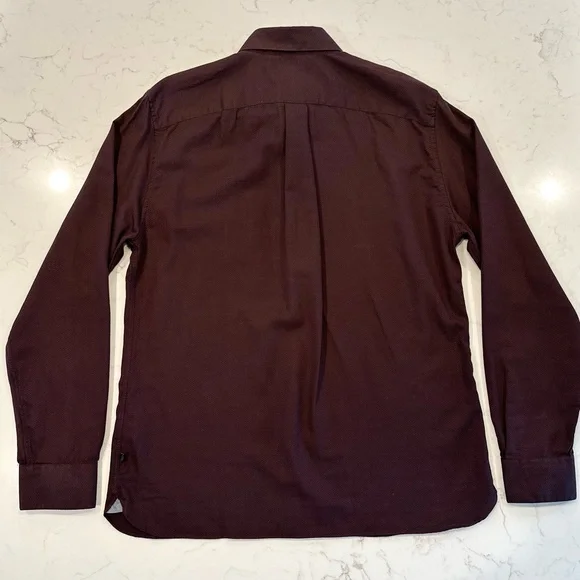 Allen Edmonds Men's Burgundy Button Down Shirt, 100% cotton - Picture 8 of 9